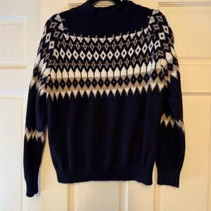 Classic Navy and Cream Crewneck Sweater size S